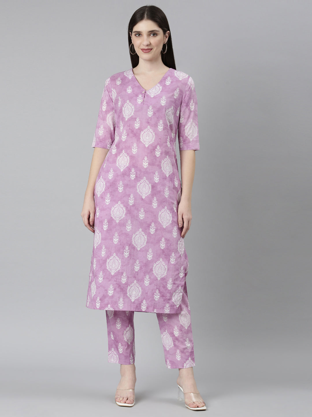 EIDRA Women's Mauve Print Kurta & Pant Set