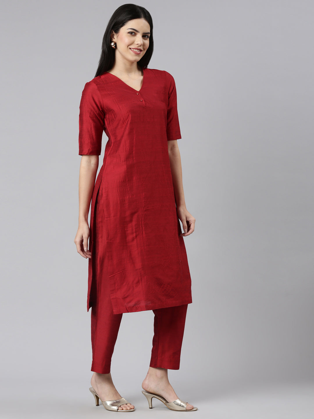 EDIRA Women Rayon Silk Kurta and Pant Set