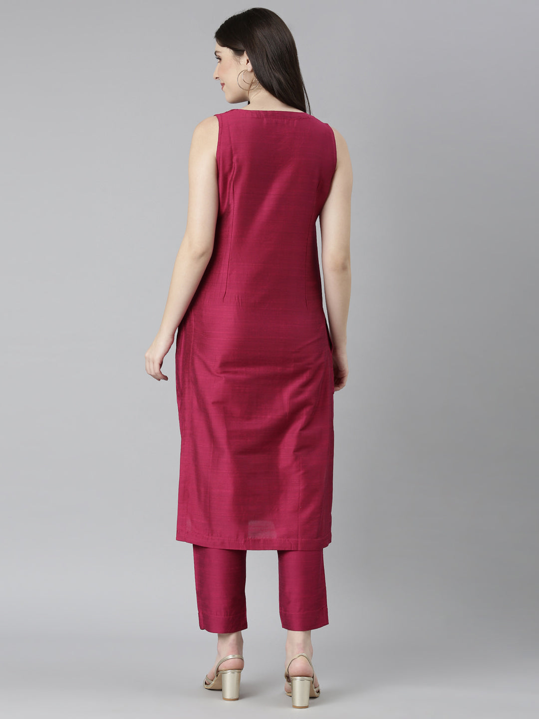 Fuchsia Rayon Silk Textured Co-Ord set