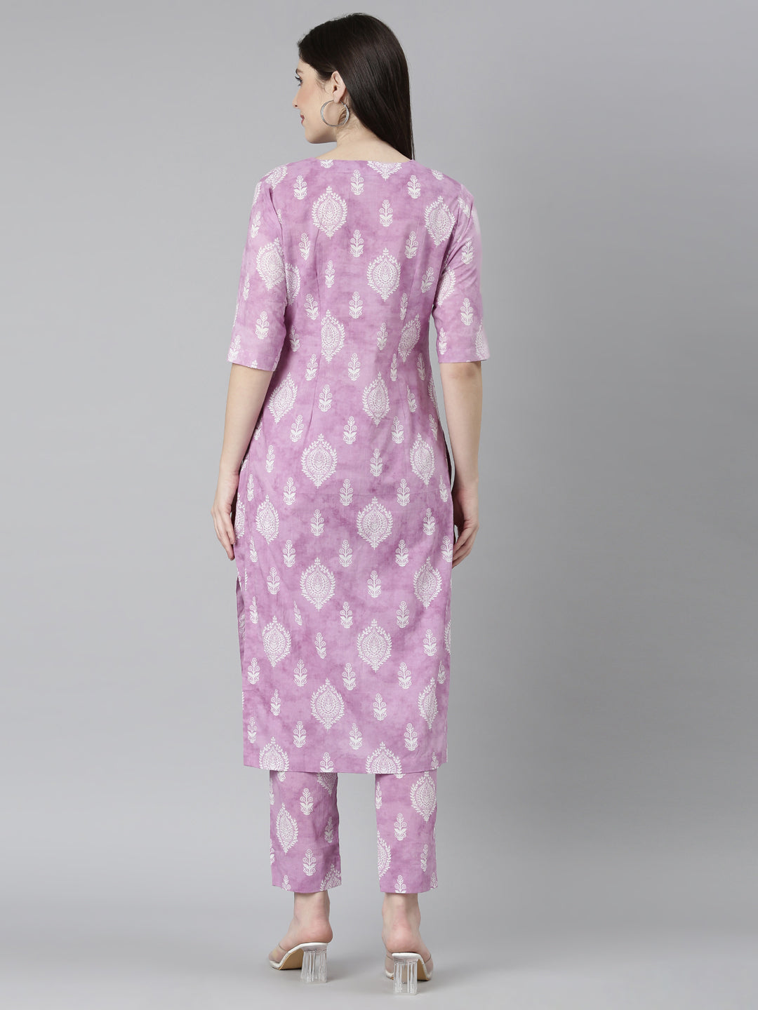 EIDRA Women's Mauve Print Kurta & Pant Set