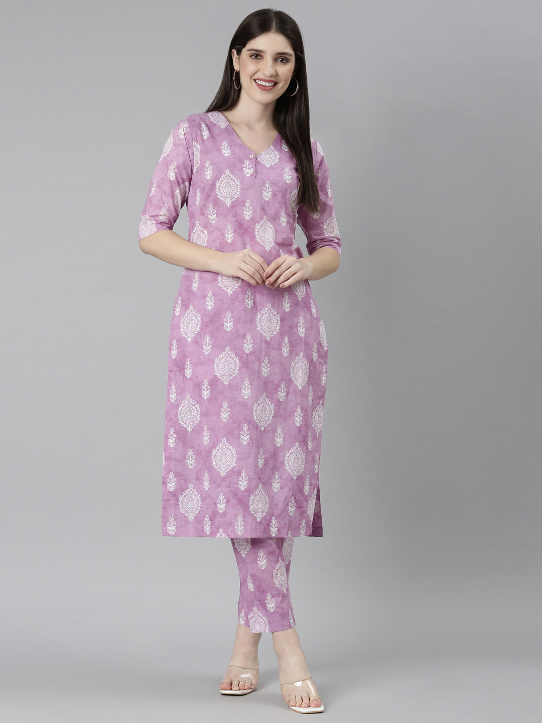 EIDRA Women's Mauve Print Kurta & Pant Set