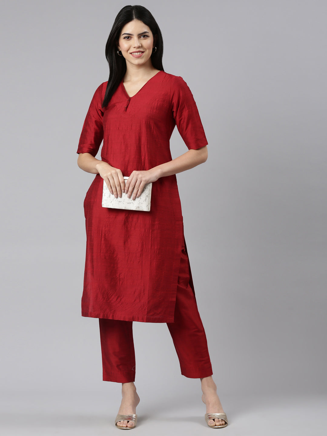 EDIRA Women Rayon Silk Kurta and Pant Set