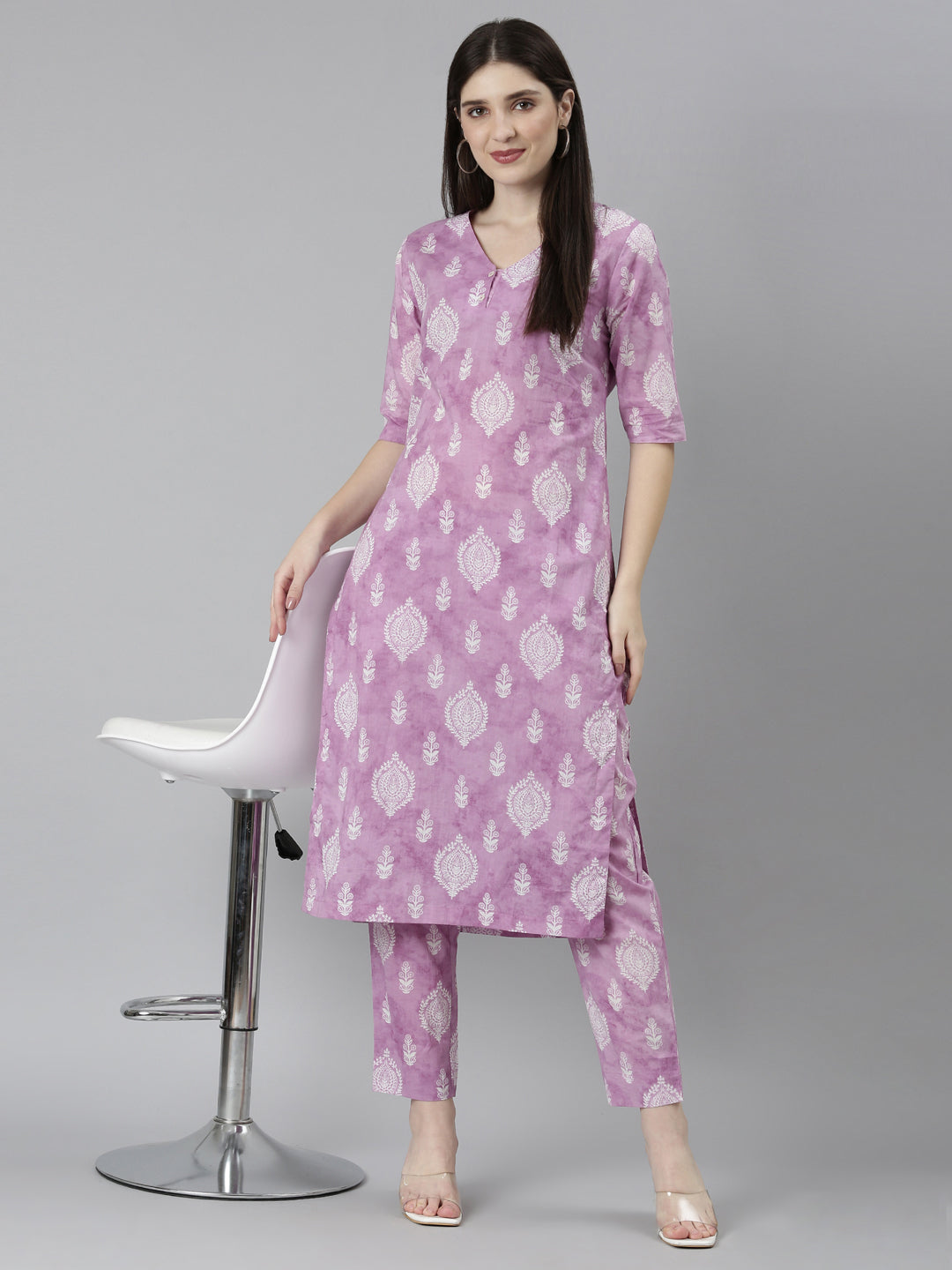 EIDRA Women's Mauve Print Kurta & Pant Set