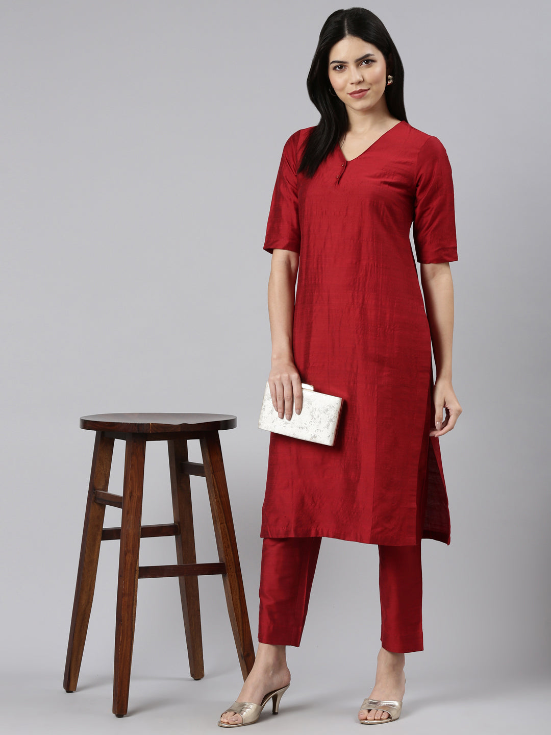 EDIRA Women Rayon Silk Kurta and Pant Set